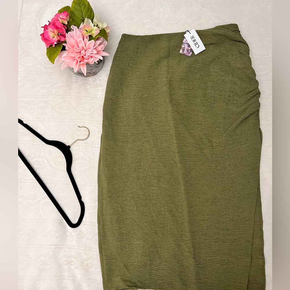 Dark green midi split skirt- XL